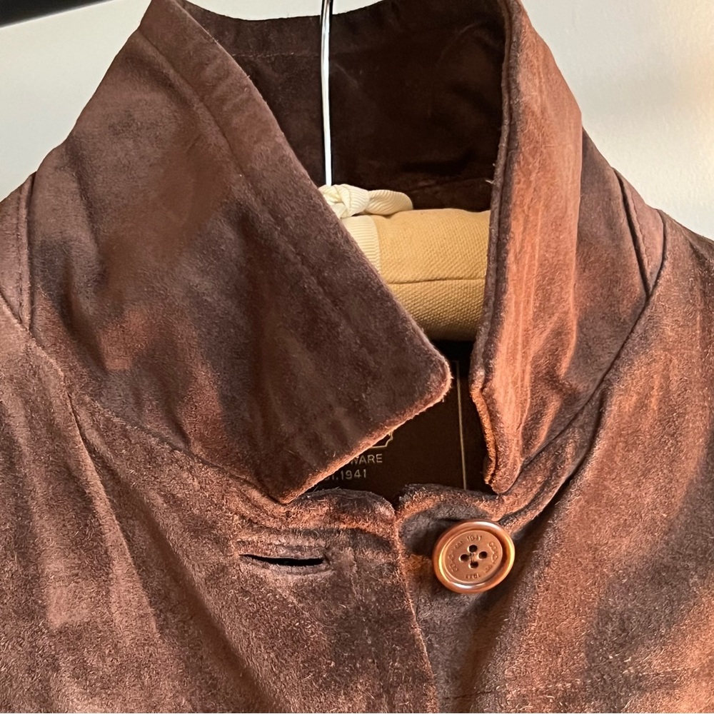 Vintage COACH Brown Leather Suede Button up Jacket Coat - Picture 5 of 10